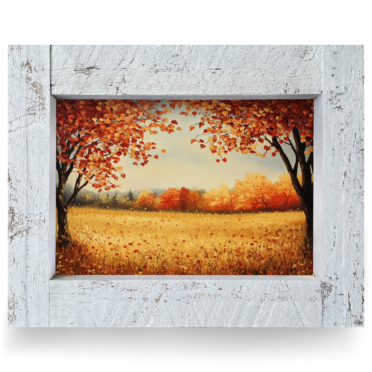 Golden Autumn Meadow | Real Wood Framed Wall Art Print