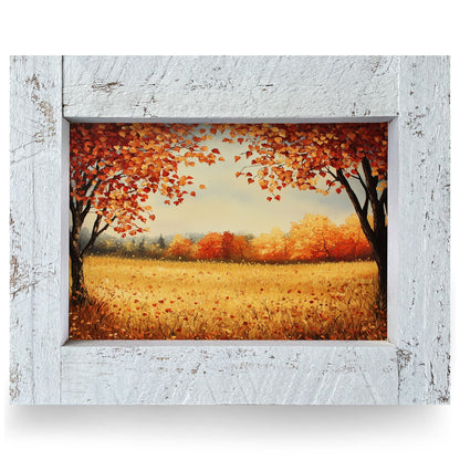 Golden Autumn Meadow | Real Wood Framed Wall Art Print