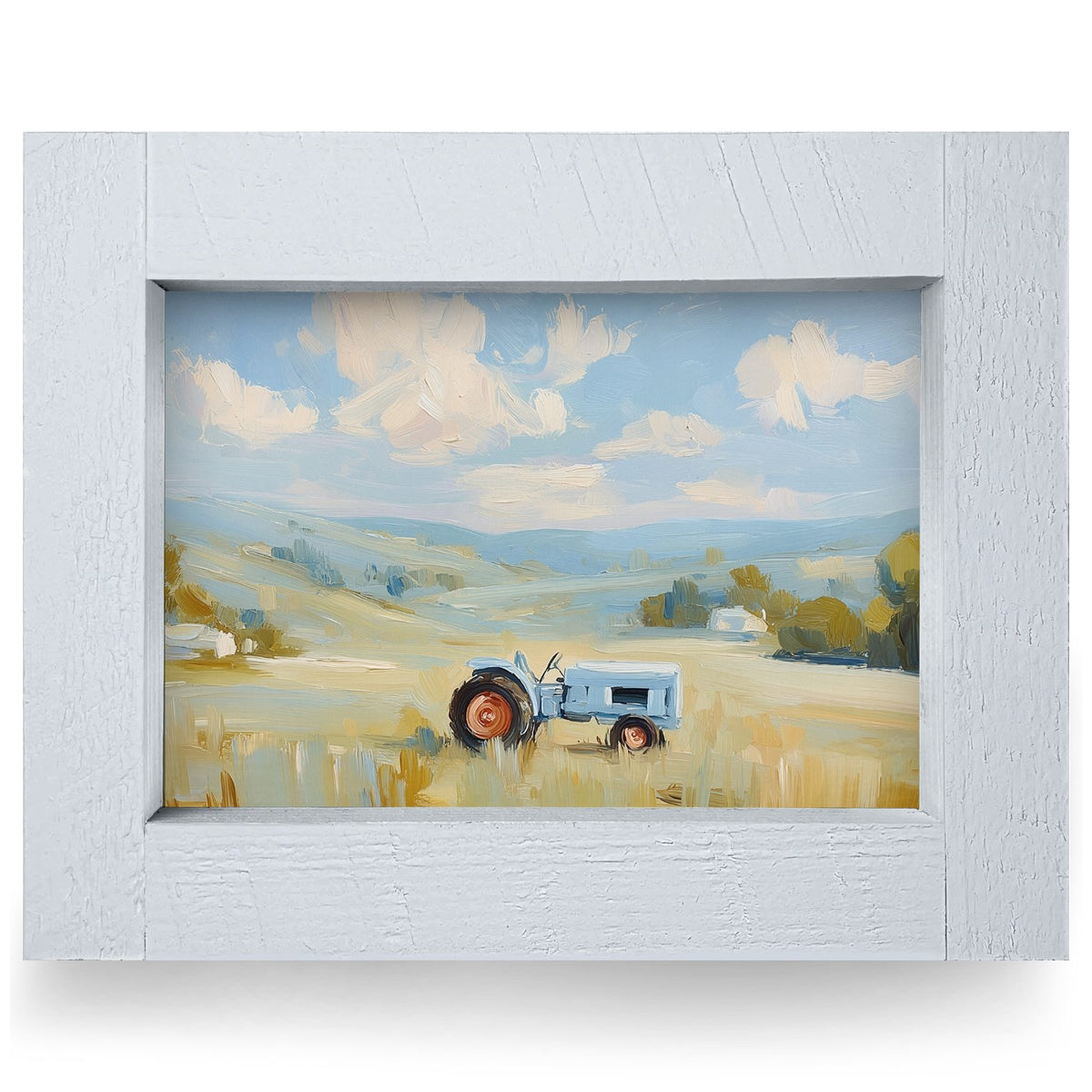 Scenic Countryside Tractor | Real Wood Framed Wall Art Print