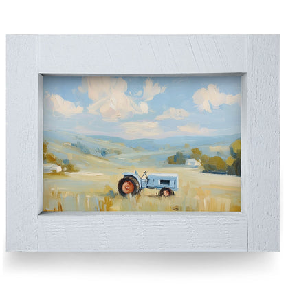 Scenic Countryside Tractor | Real Wood Framed Wall Art Print