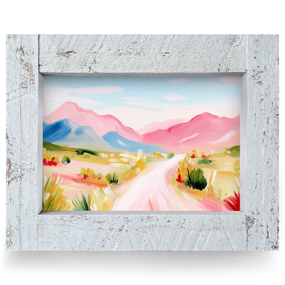 Pastel Desert Road | Real Wood Framed Wall Art Print