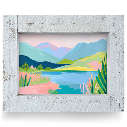 Colorful Highland Lake | Real Wood Framed Wall Art Print