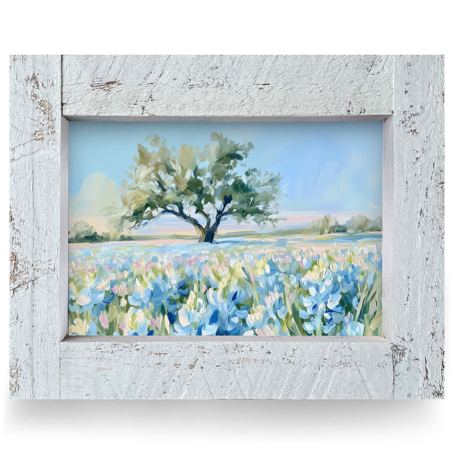 Bluebonnet Oak Meadow | Real Wood Framed Wall Art Print