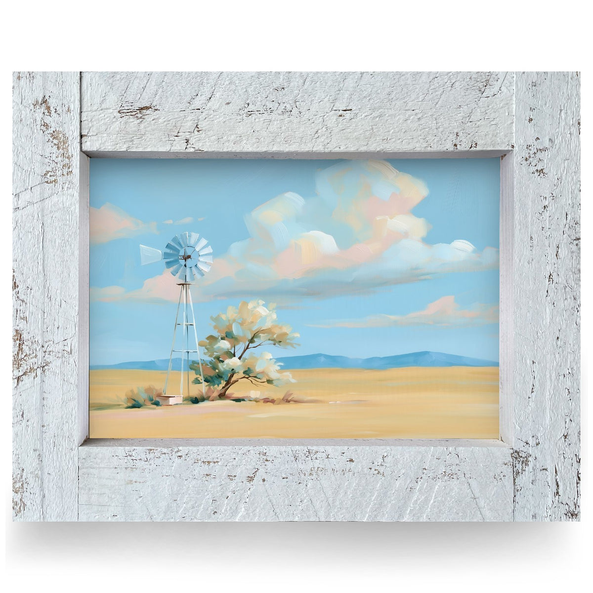Big Sky Windmill | Real Wood Framed Wall Art Print