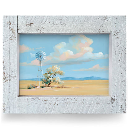Big Sky Windmill | Real Wood Framed Wall Art Print