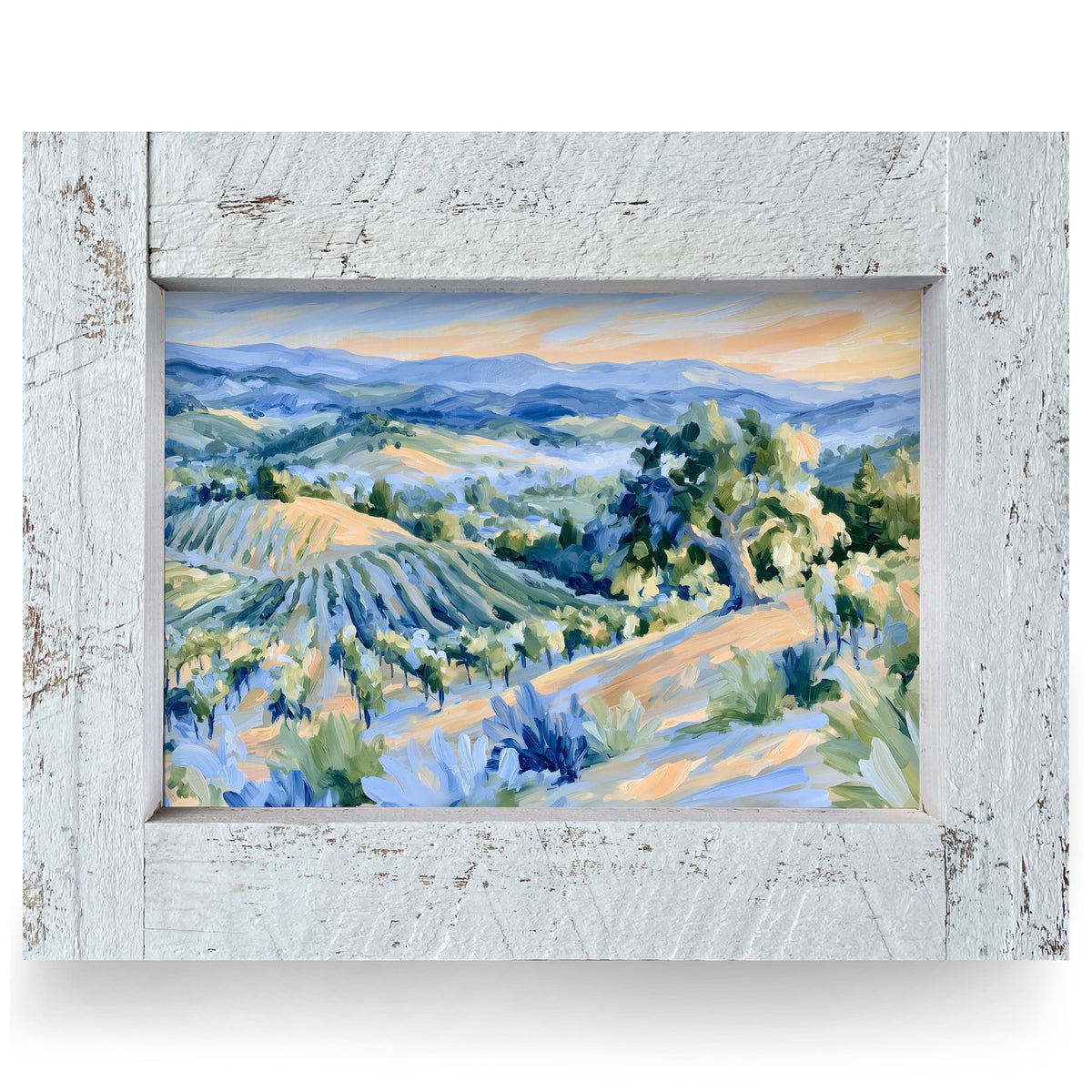 Golden Vineyard Hills | Real Wood Framed Wall Art Print