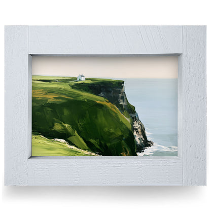 Green Sea Cliff Cottage | Real Wood Framed Wall Art Print