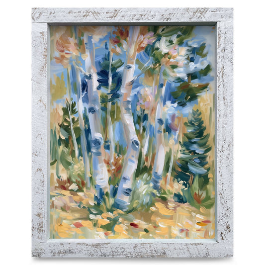 Autumn Aspen Grove | Real Wood Framed Wall Art Print
