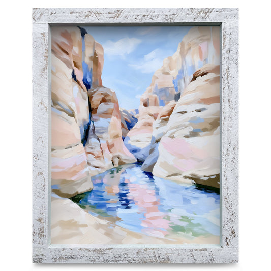 Hidden Canyon Waters | Real Wood Framed Wall Art Print