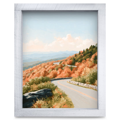 Autumn Mountain Parkway | Real Wood Framed Wall Art Print