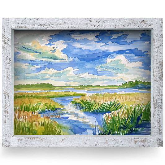 Whispers of the Marsh | Real Wood Framed Wall Art Print