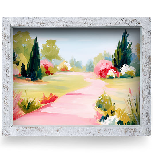 Peaceful Garden Stroll | Real Wood Framed Wall Art Print | Horizontal