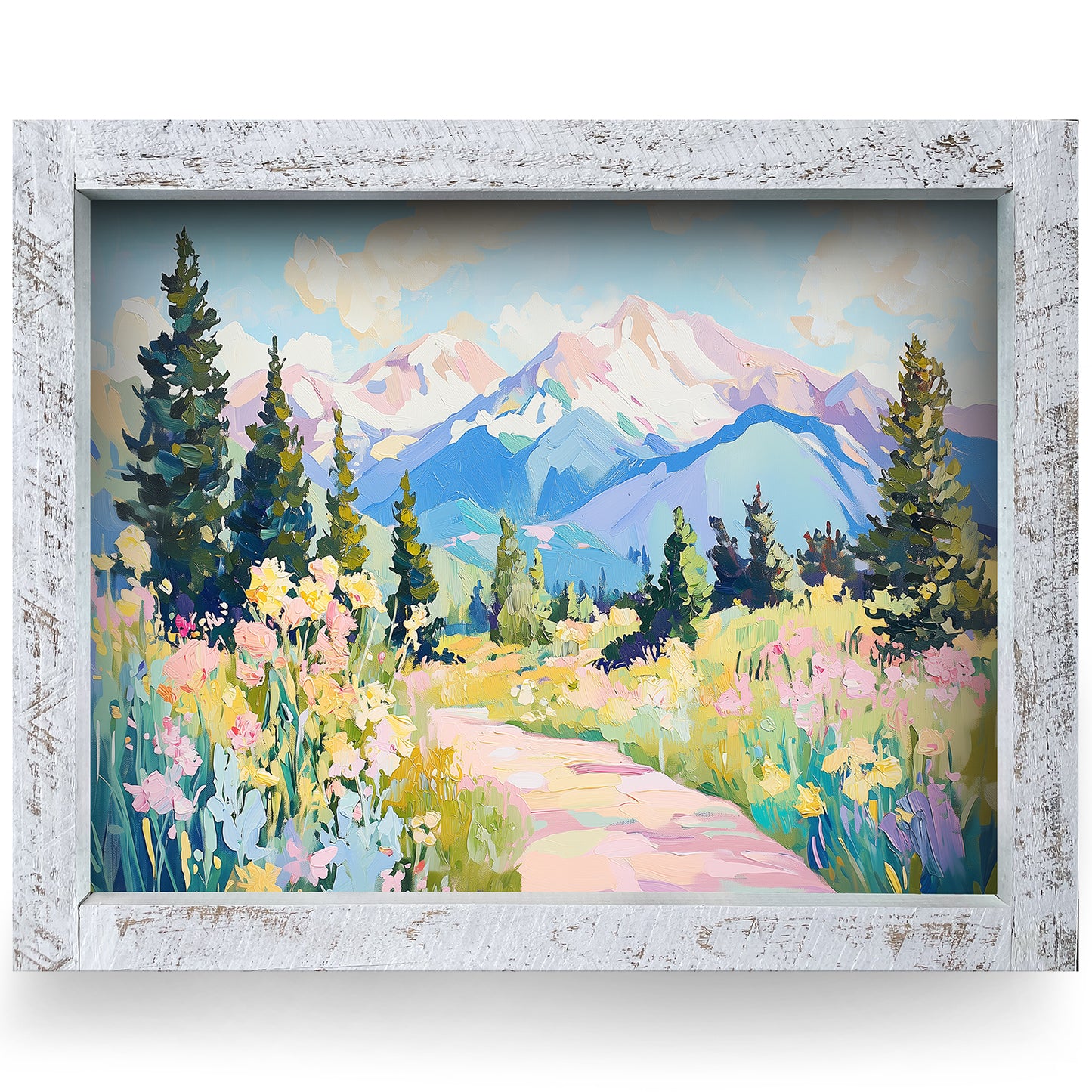 Wildflower Mountain Morning | Real Wood Framed Wall Art Print