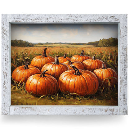 Harvest Pumpkin Patch | Real Wood Framed Wall Art Print