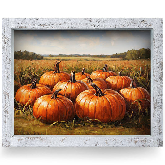 Harvest Pumpkin Patch | Real Wood Framed Wall Art Print