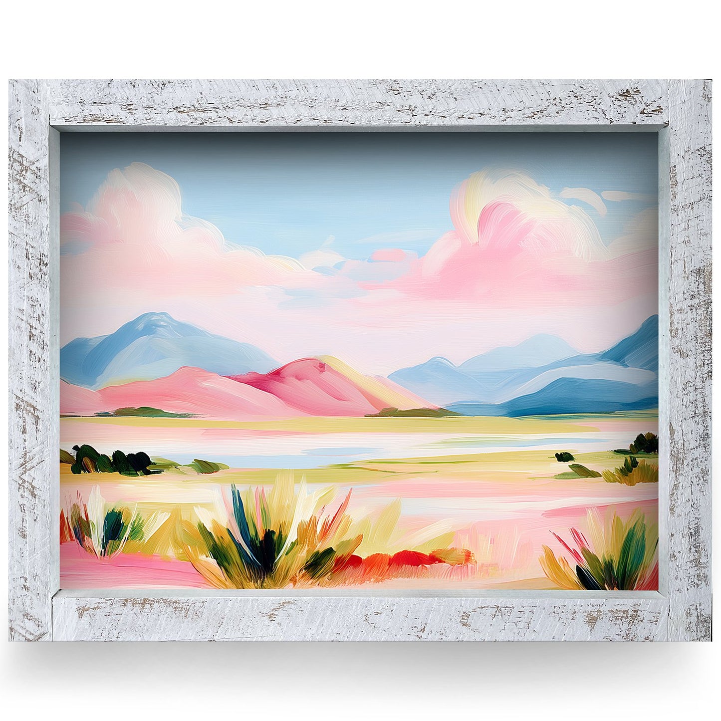 Pink Desert Valley | Real Wood Framed Wall Art Print