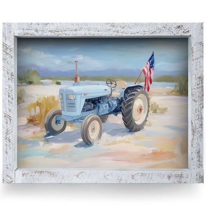 American Tractor | Real Wood Framed Wall Art Print
