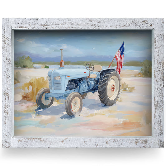 American Tractor | Real Wood Framed Wall Art Print