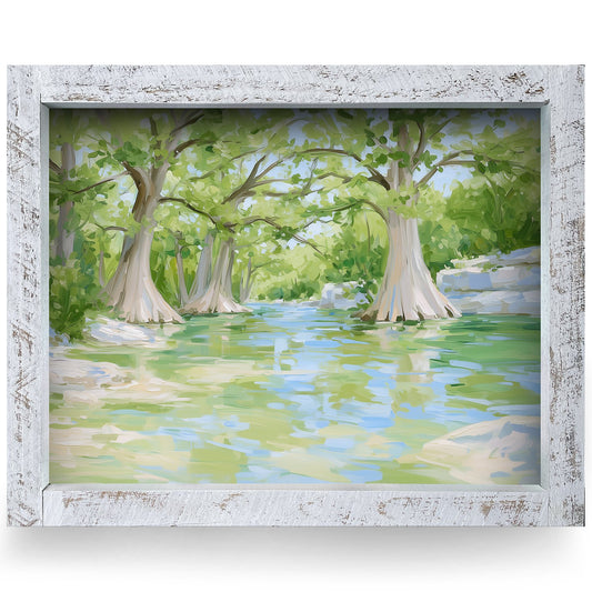 Hill Country Cypress Creek | Real Wood Framed Wall Art Print