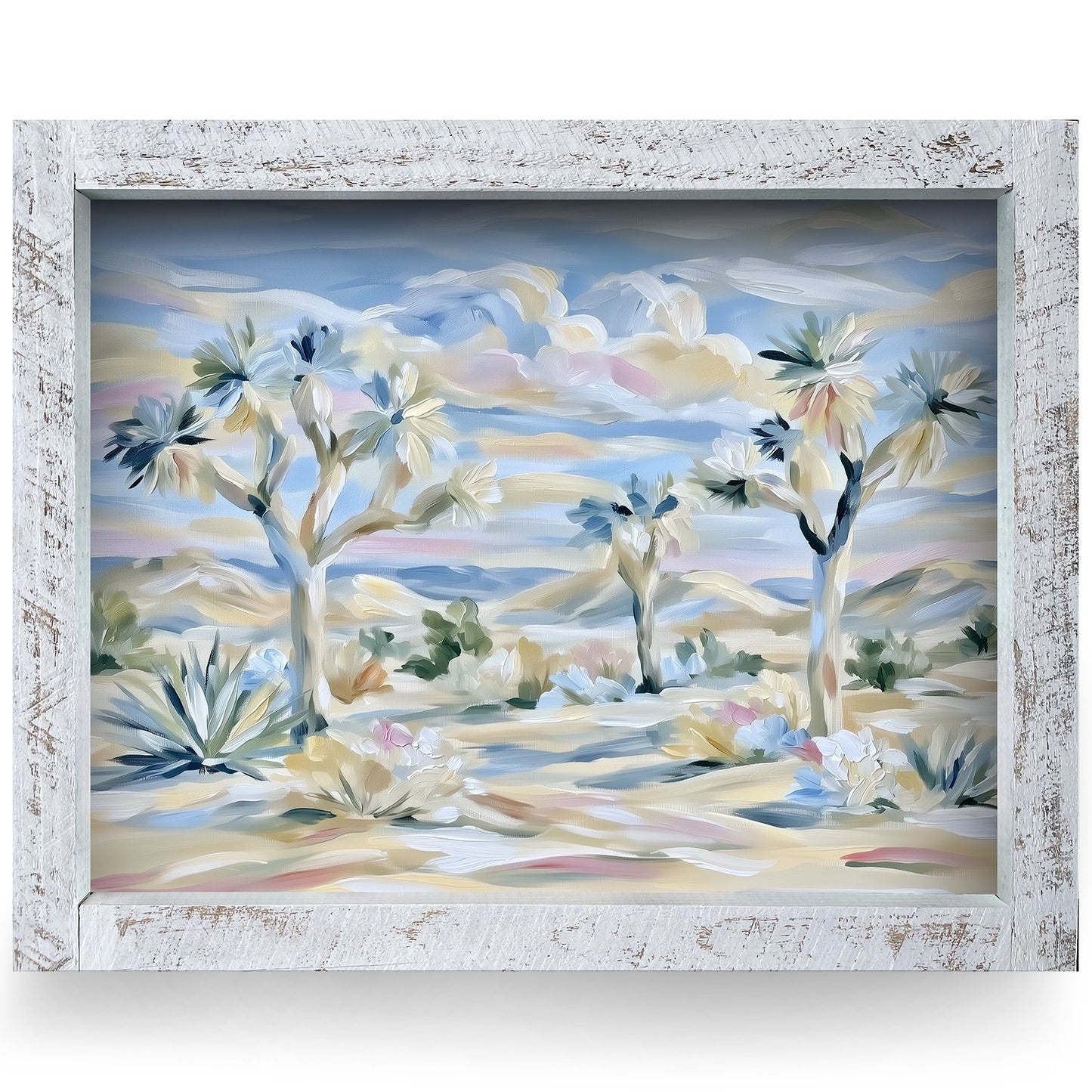 Pastel Joshua Trees | Real Wood Framed Wall Art Print