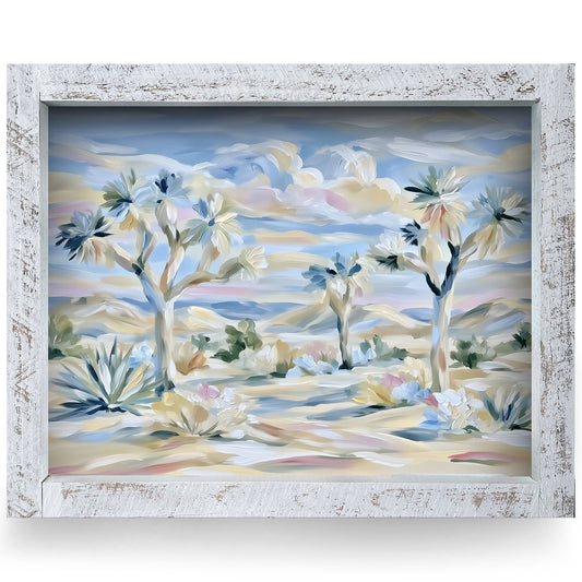 Pastel Joshua Trees | Real Wood Framed Wall Art Print