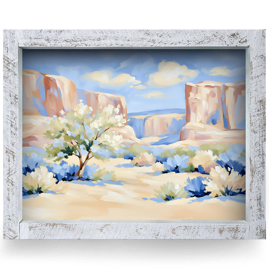 Desert Bloom Canyon | Real Wood Framed Wall Art Print