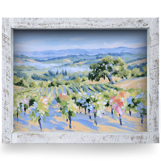 Vineyard Valley View | Real Wood Framed Wall Art Print