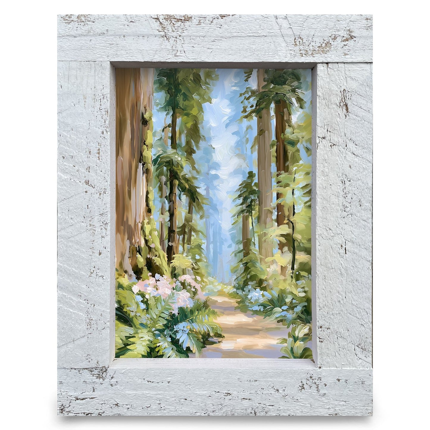 Sunlit Redwood Trail | Real Wood Framed Wall Art Print