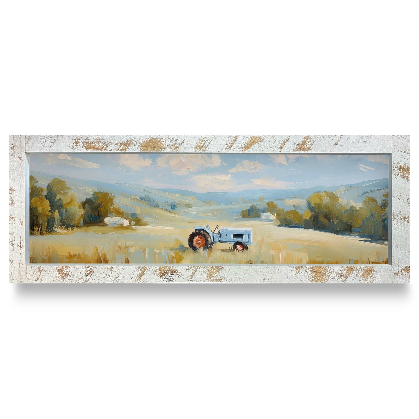 Scenic Countryside Tractor | Real Wood Framed Wall Art Print
