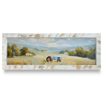 Scenic Countryside Tractor | Real Wood Framed Wall Art Print