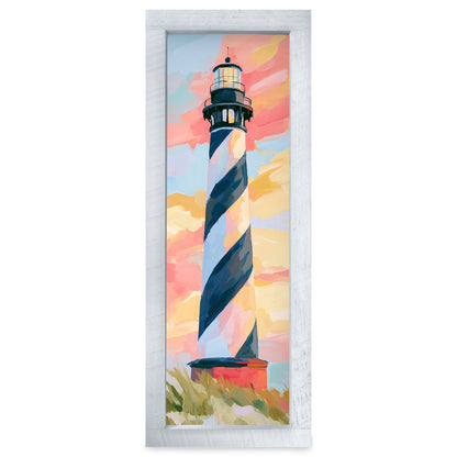 Pastel Sky Cape Hatteras Lighthouse, NC | Real Wood Framed Wall Art Print