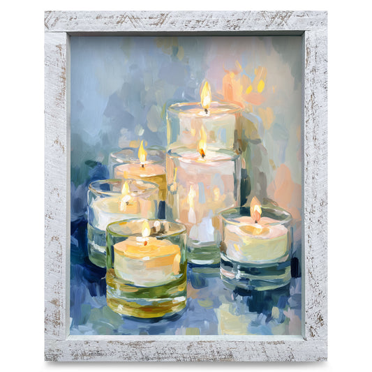 Candlelight | Real Wood Framed Wall Art Print