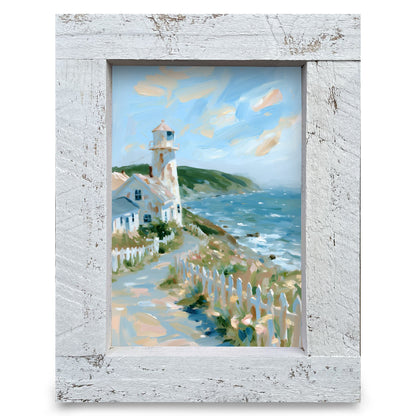 Seaside Lighthouse Path | Real Wood Framed Wall Art Print