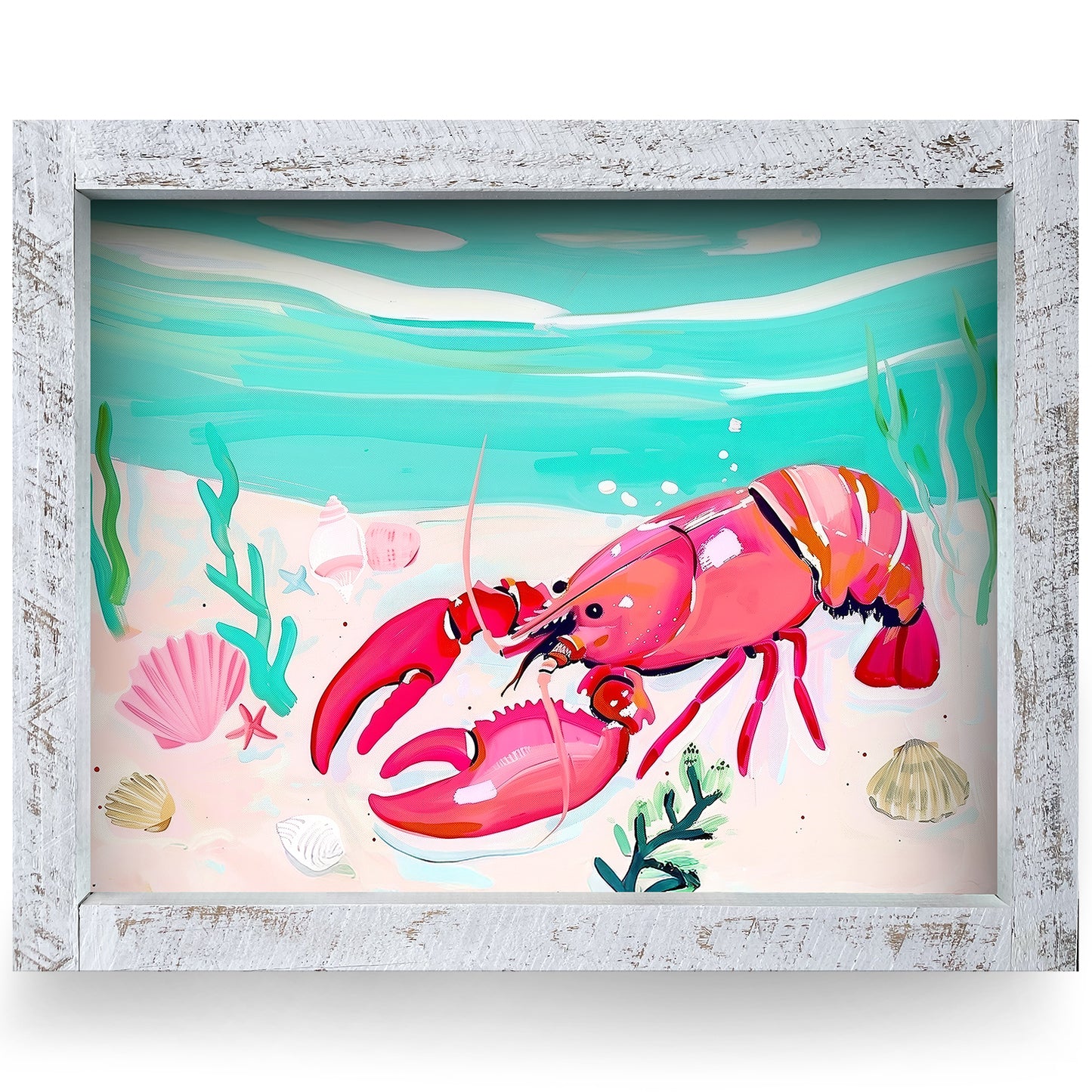 Underwater Lobster | Real Wood Framed Wall Art Print