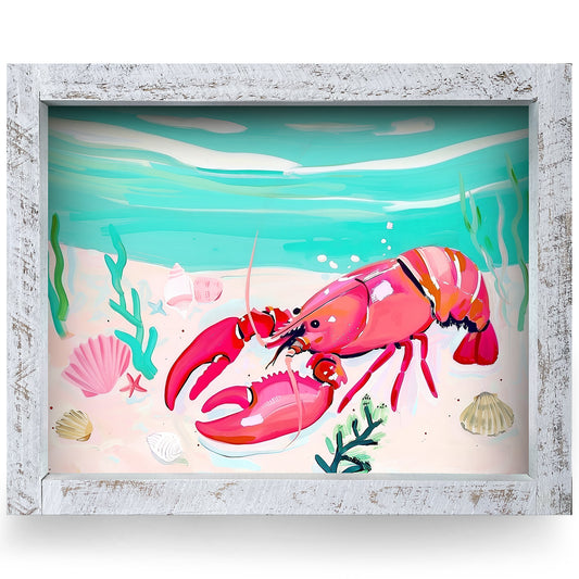 Underwater Lobster | Real Wood Framed Wall Art Print