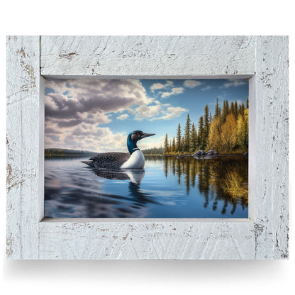 Northern Lake Loon | Real Wood Framed Wall Art Print