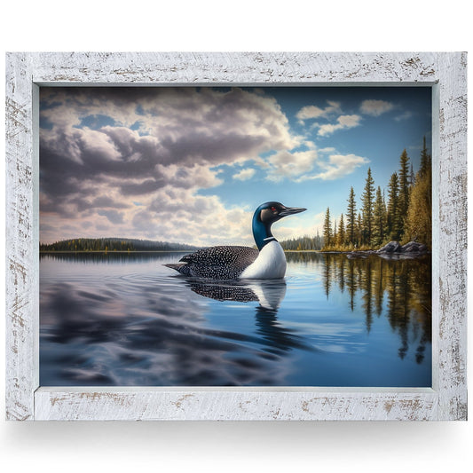 Northern Lake Loon | Real Wood Framed Wall Art Print