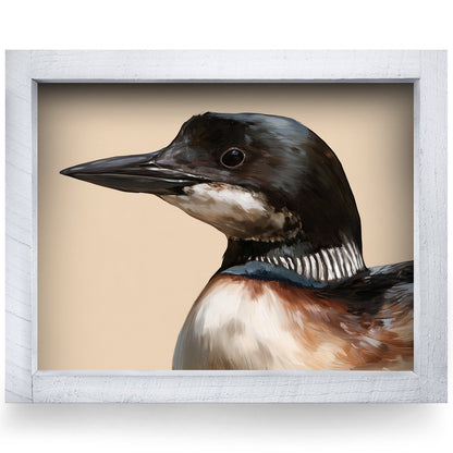 Common Loon Portrait | Real Wood Framed Wall Art Print