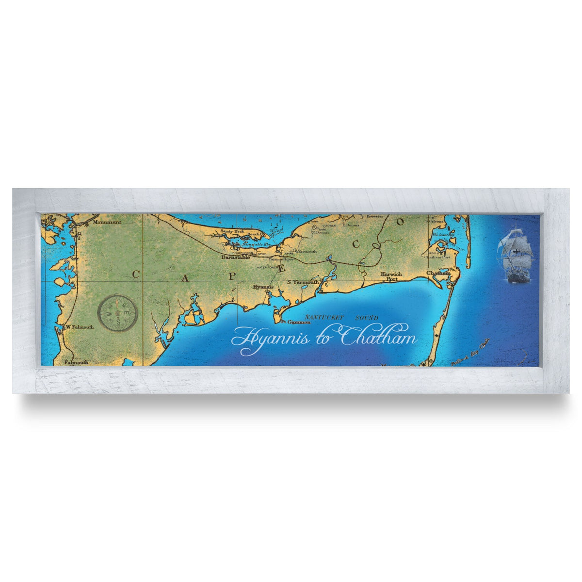Hyannis, Massachusetts Map | Real Wood Framed Wall Art Print