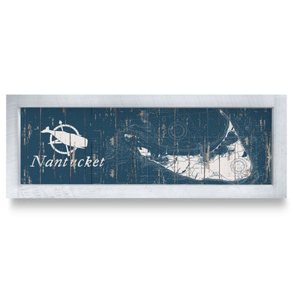 Nantucket, Massachusetts Map | Real Wood Framed Wall Art Print
