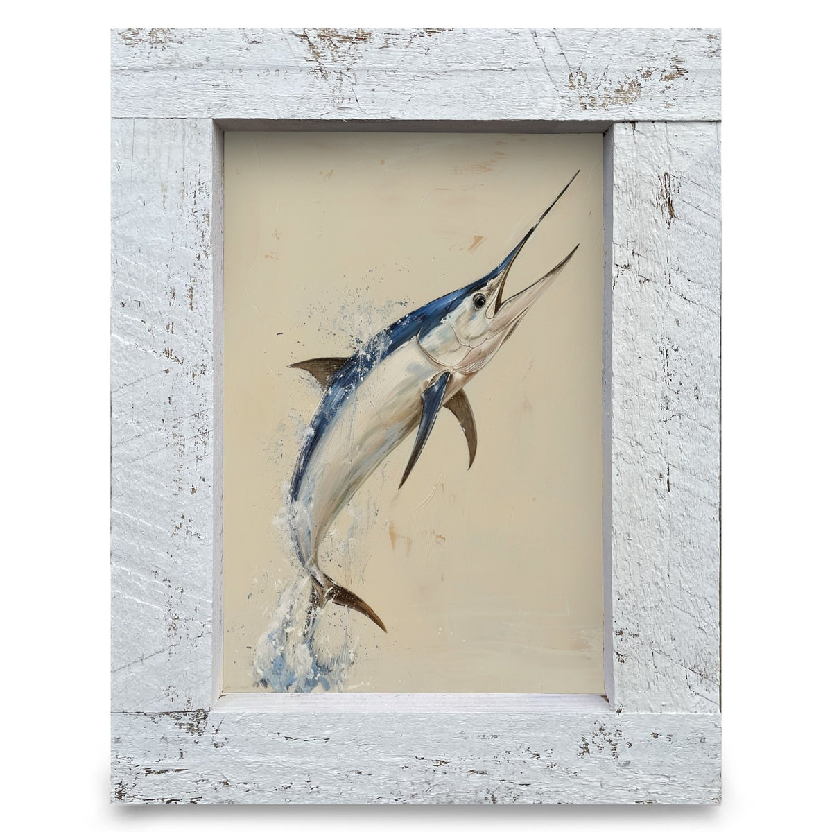 Leaping Blue Marlin | Real Wood Framed Wall Art Print