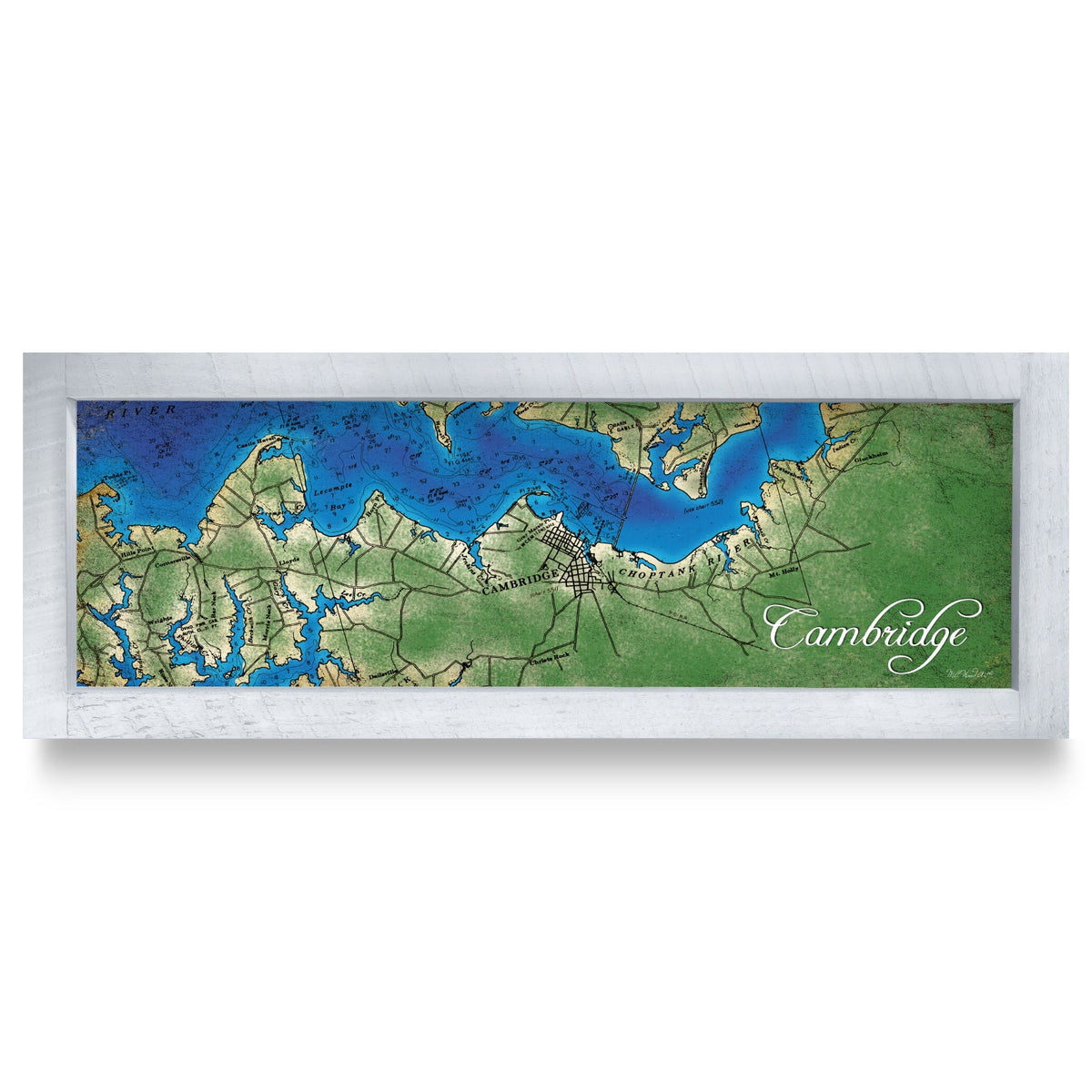 Cambridge, Maryland Map | Real Wood Framed Wall Art Print
