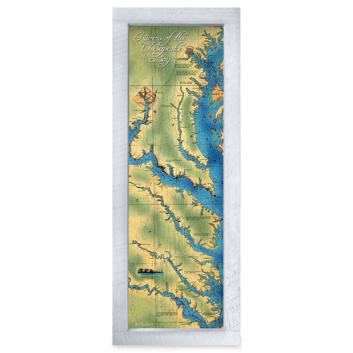 Rivers of the Chesapeake Bay Map | Real Wood Framed Wall Art Print