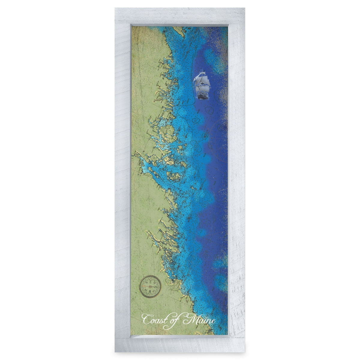 Maine Map | Real Wood Framed Wall Art Print