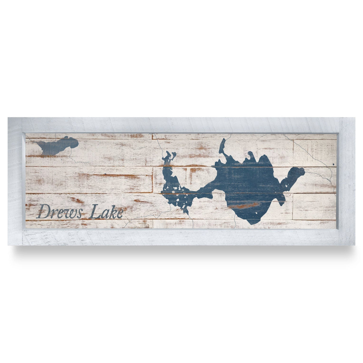 Drews Lake, Maine Map | Real Wood Framed Wall Art Print