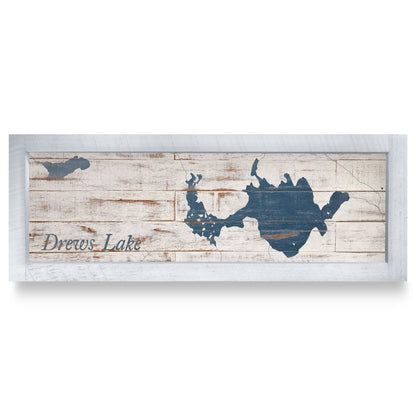 Drews Lake, Maine Map | Real Wood Framed Wall Art Print