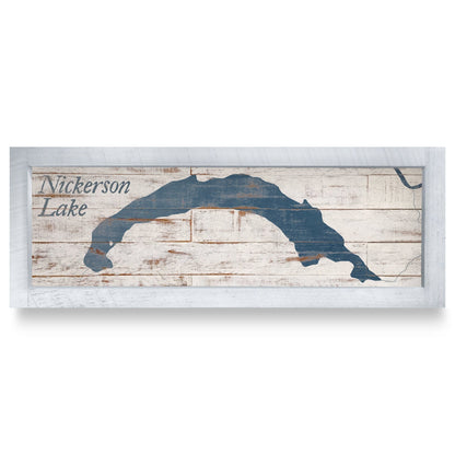 Nickerson Lake, Maine Map | Real Wood Framed Wall Art Print