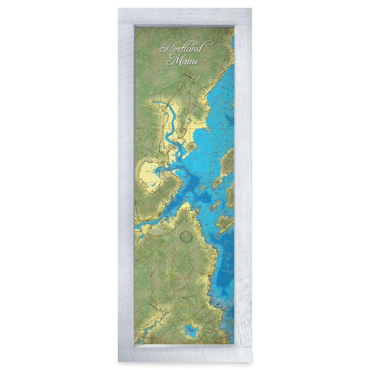 Portland, Maine Map | Real Wood Framed Wall Art Print