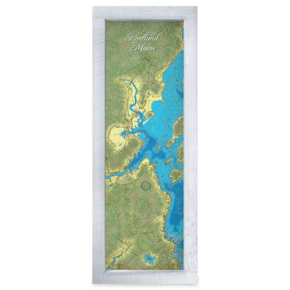 Portland, Maine Map | Real Wood Framed Wall Art Print