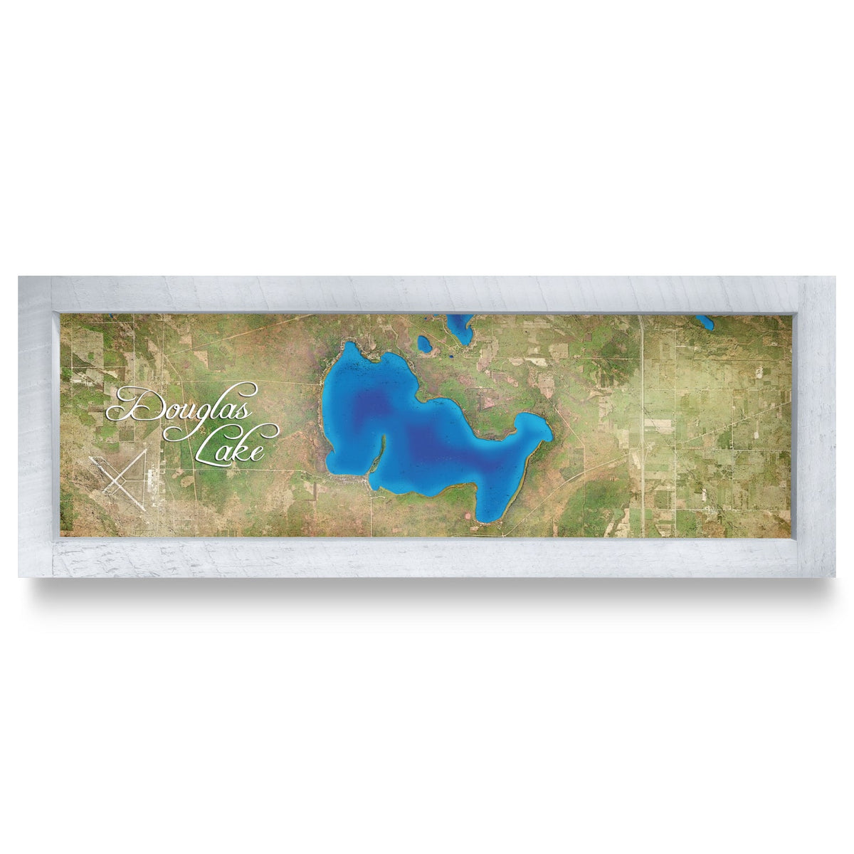 Douglas Lake, Michigan Map | Real Wood Framed Wall Art Print